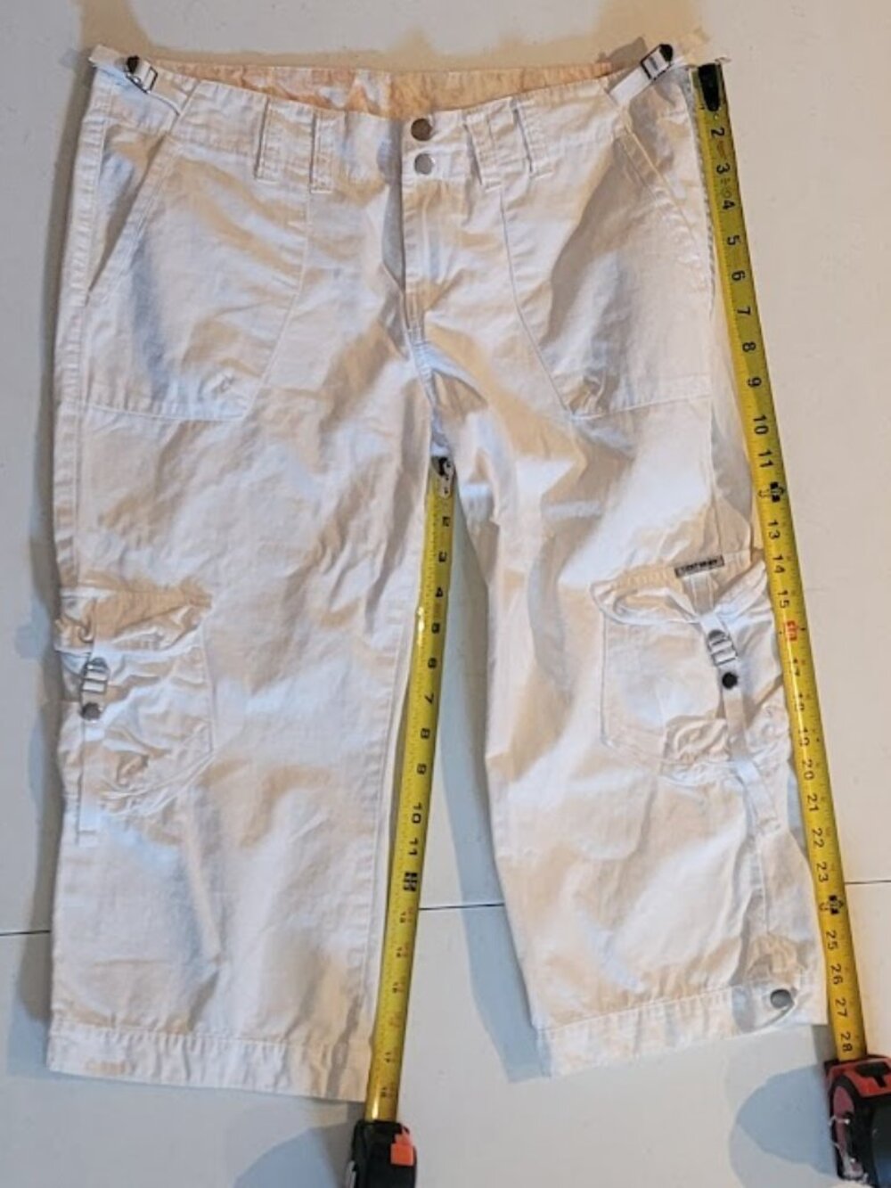 Size 10 Lucky Brand White Cropped Cargo Dungarees